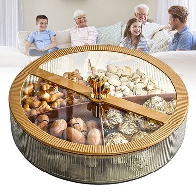 Transport Snackbox mit 4 Fächern - Snack Tapas Teller Box m. Deckel Organizer
