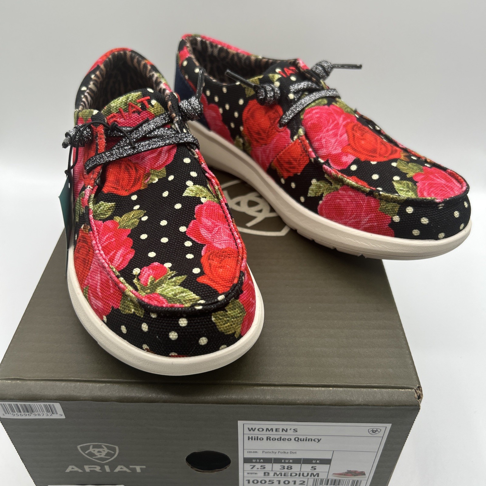 NEW Ariat Women’s Hilo Rodeo Quincy Shoes,#10051012,Floral Fabric Slipon,SZ:7.5M