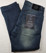 VGB Vintage Genes Black Relaxed Fit Blue French Terry Denim Jeans PICK YOUR SIZE