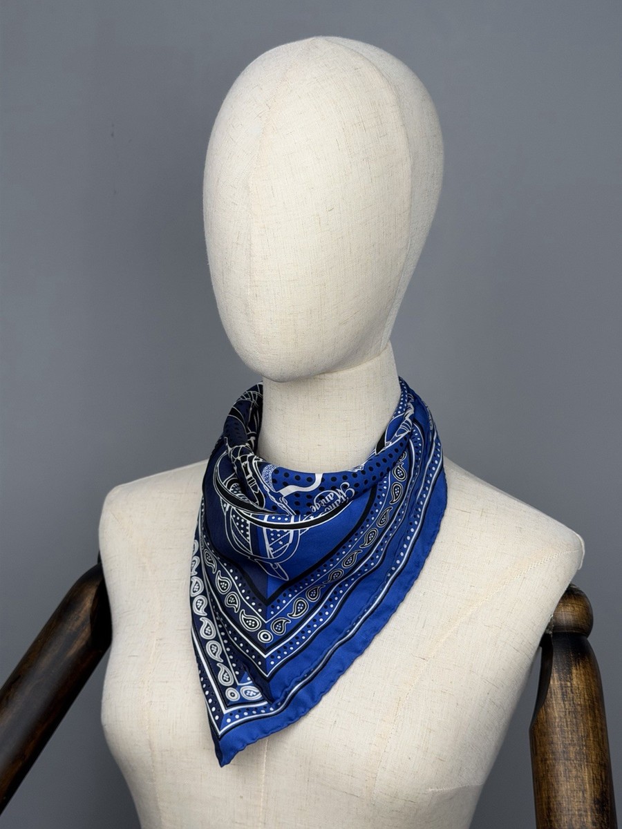 HERMES エルメス シルクバンダナ ネイビー Hermes Buckle Print Bandana in Blue 100% Silk | eBay