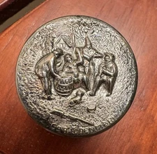 Hans Jensen Denmark 698 Sterling Silver & Pewter Stamp Holder – Tavern Scene