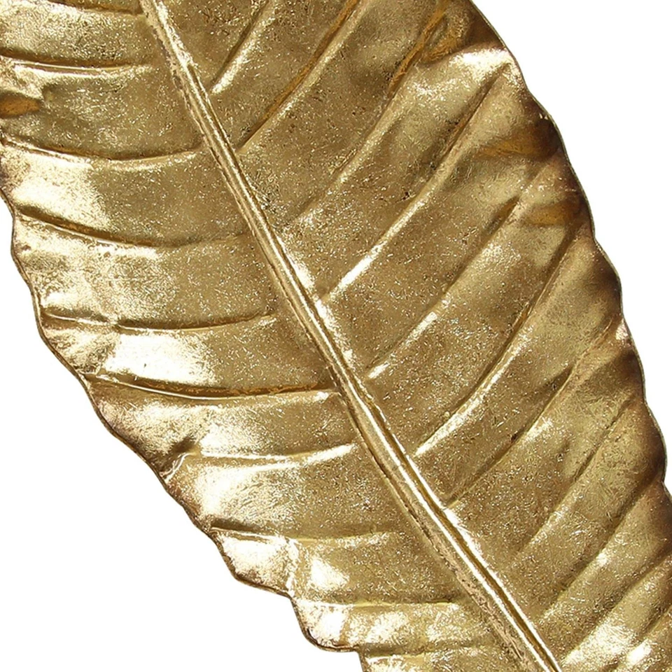 Stratton Home Decor Elegant Leaf Wall - Gold Metal, Nature-Inspired... - Image 3 of 4