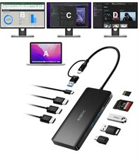USB C Hub Triple HDMI Dock 4K PD 100W USB 3.0 SD TF for Laptop MacBook