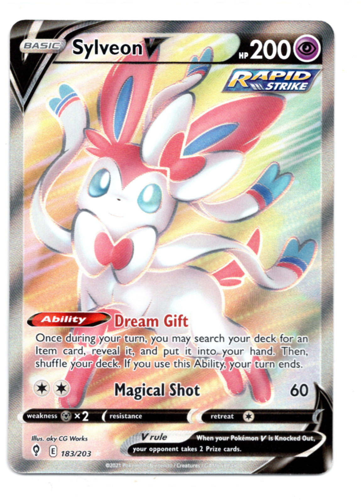Sylveon V Full Art 183/203 Evolving Skies Pokemon Card NM