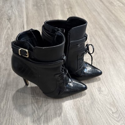 Altuzarra Black Leather Ankle Booties Heels Size 6.5  New