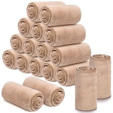 18 Pieces Fleece Blankets Bulk for Wedding 50 x 60 Inch Soft Lightweight Camel