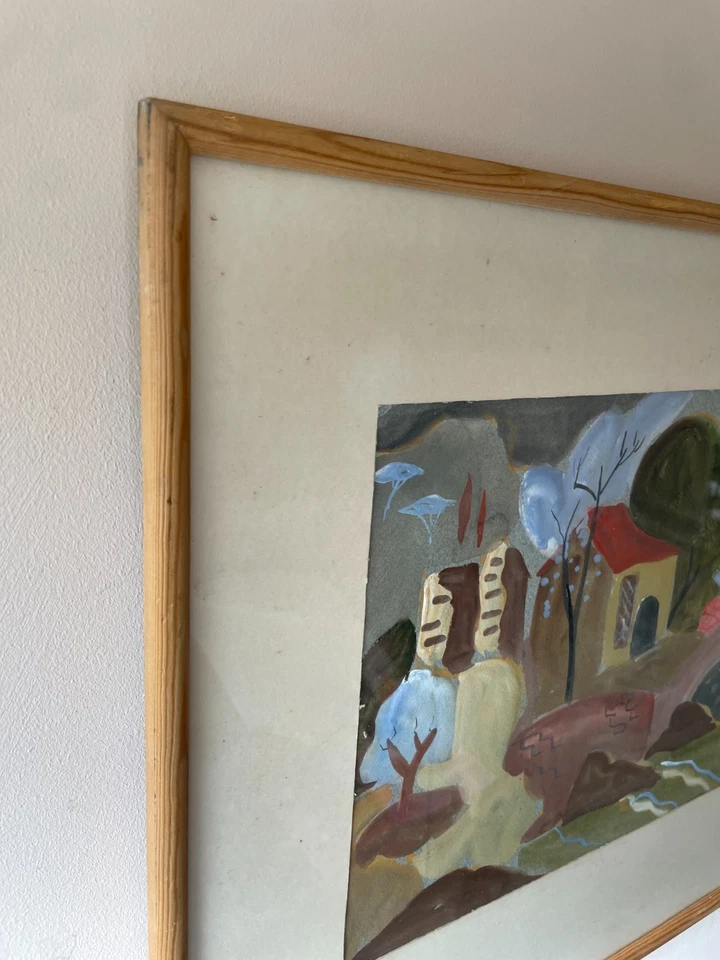 Vintage Swedish mid-century modern watercolour signed and framed - Image 3 of 4