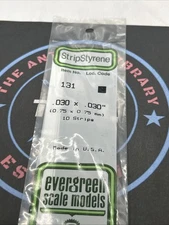 Evergreen Scale. Polystyrene Strips. 14" 131 .030 X .030 (10)
