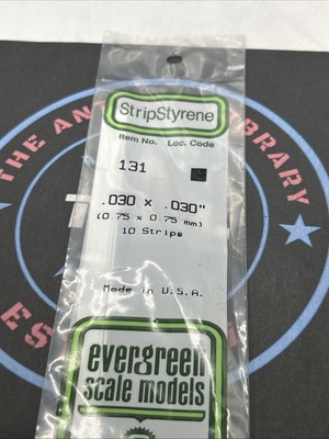 Evergreen Scale. Polystyrene Strips. 14'' 131 .030 X .030 (10)