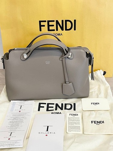 Fendi By The Way Gray Leather Handbag Medium Used From Japan