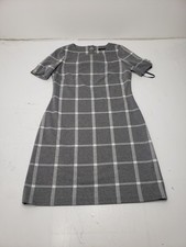 Tommy Hilfiger Women’s Grey/Ivory Windowpane Plaid Shift Dress A8FK1CSD Size 8