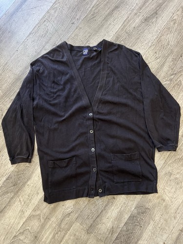 Vtg 90s Old Gap Button Up Cardigan Size L Women Unisex Black - Picture 2 of 5