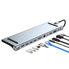 11-in-1 USB C Hub USB Type C to TF SD 4K/30Hz PD VGA RJ45 3.5mm Audio Adapter