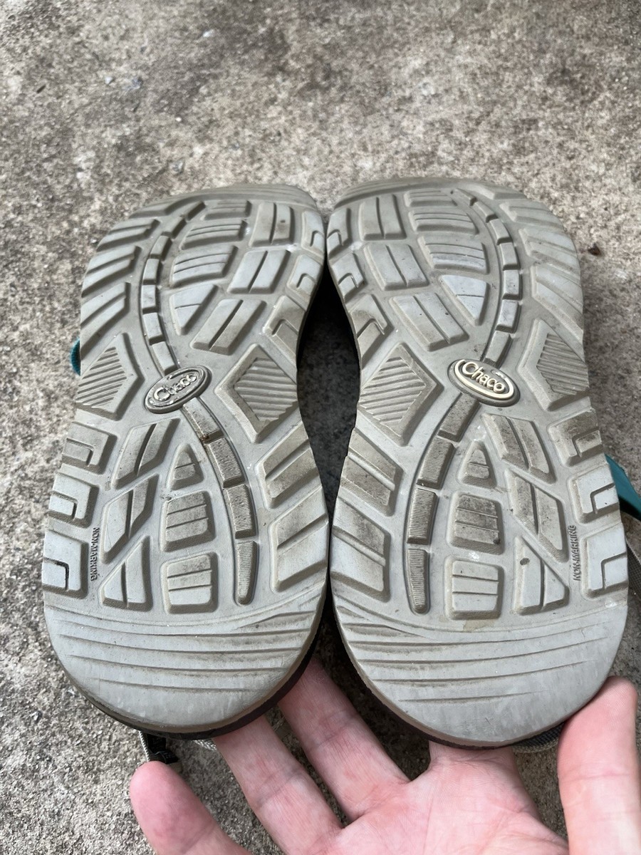 RARE women's Chaco ZX/1 Customized Aqua Blue, Yellow & Beige