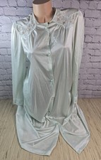 Vanity Fair Vintage S Mint Nightgown Robe USA Blue Green Button Long Pockets