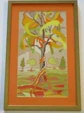 VINTAGE MODERNIST POINTILLIST PAINTING AMERICAN IMPRESSIONIST MYSTERY LANDSCAPE