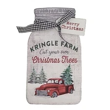 Quill to Paper by Sixtrees Wooden Canning Jar Kringle Farm Christmas Trees (NWT)