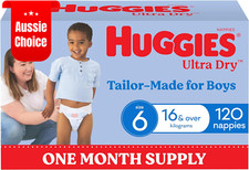 Ultra Dry Nappies Boys Size 6 16+Kg 120 Pack One Month Supply