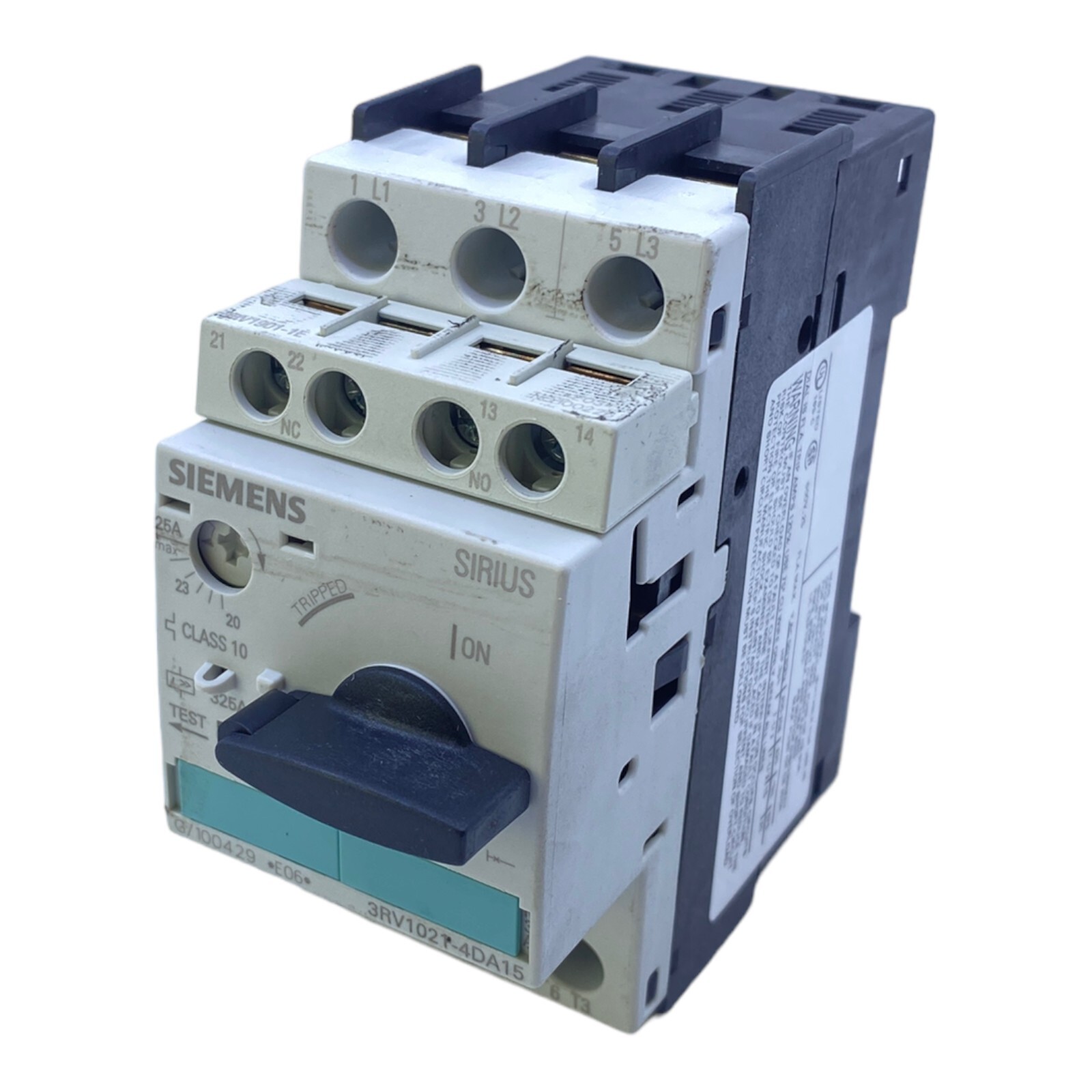Siemens 3RV1021-4DA15 Circuit Breaker 20...25 A 1S+1Ö