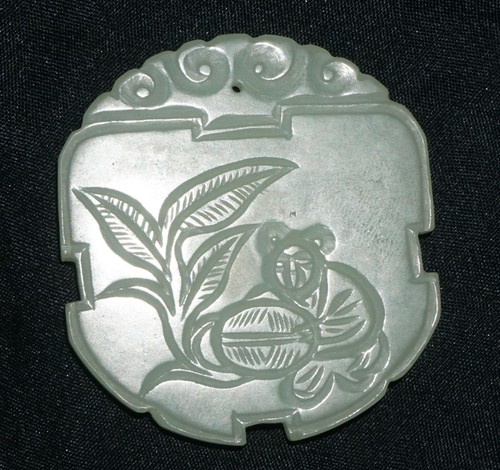 Vintage Chinese Nephrite Jade Pierced Pendant Figure in a Garden Motifs (---) - Picture 3 of 16