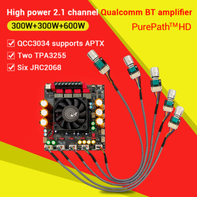 2x300W+600W TPA3255 Bluetooth Power Amplifier Board 2.1CH Audio Amplifier Module