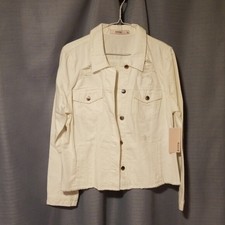 Just Fab White Distressed Jean Jacket Size L
