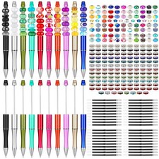 300 Pcs Plastic Beadable Pen Assorted Set 20 Bead Ballpoint 40 Extra Refill 2...