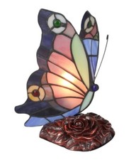 23CM TIFFANY STYLE TABLE LAMP ADMIRAL BUTTERFLY DESIGN GLASS SHADE + LIGHT BULB
