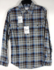 Sonoma Flannel Shirt Men Small Button Down Flap Chest Pockets Western Plaid Gray