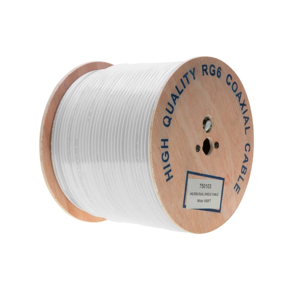 RG6 500FTCable Bulk Coaxial Cable Wire Dual Shield 18AWG White Coax Satellite NE - Image 3 of 4