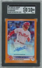 2022 Chrome Update #AC-BS Bryson Stott RC Orange Refractor Auto /25 SGC 10