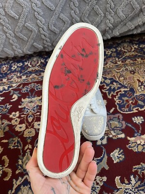 Mens Christian Louboutin White Leather Swarovski Strass Sneakers