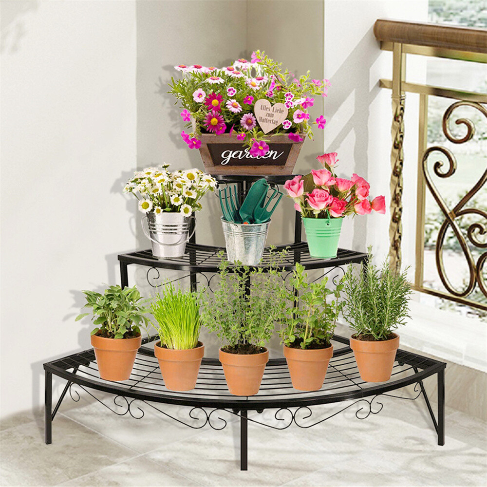 3 Tier Plant Stand Flower Pot Organizer Rack Quarter Round Plant