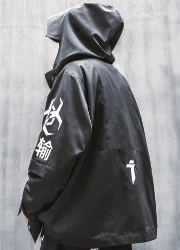 Niepce Techwear Atom Bomb Cyberpunk Windbreaker Urban Hip Hop Hooded Coat Jacket image 6