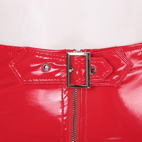 Womens Latex Wet Look Booty Shorts High Waisted Zipper Crotch Cheeky Hot Pants - Picture 54 of 70