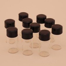 10Pcs 3ml Small Cute Glass Vials Bottles Clear Containers with Screw Cap Black