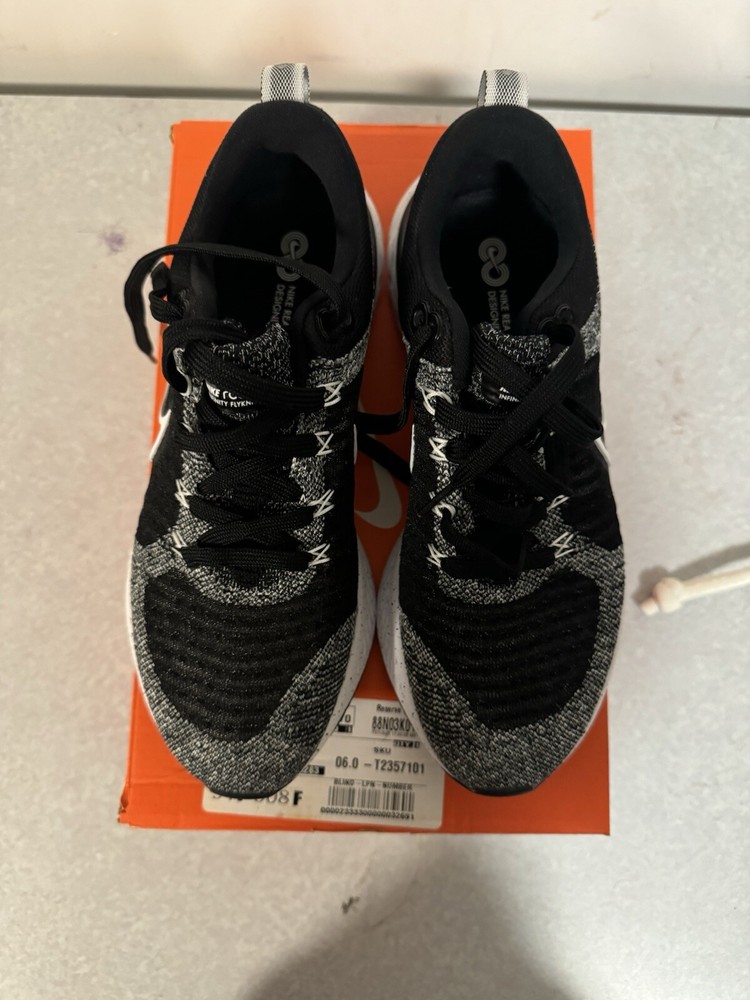 Nike React Infinity Run Flyknit 2 Men's Running Shoes Oreo White Black Size 6 CT2357-101