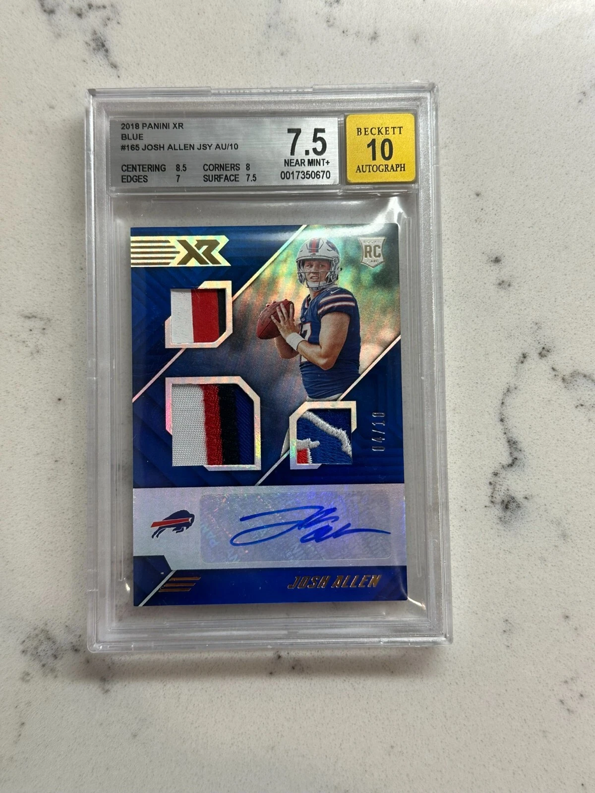 Josh Allen Panini XR #165 Triple Swatch Autograph