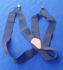 Duluth Trading Company 2" Wide Black Elastic Clip Suspenders Leather Logo