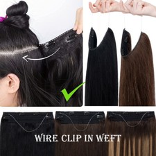 CLEARANCE Ring Wire In Remy Human Hair Extensions Hidden Headband Clip One Piece