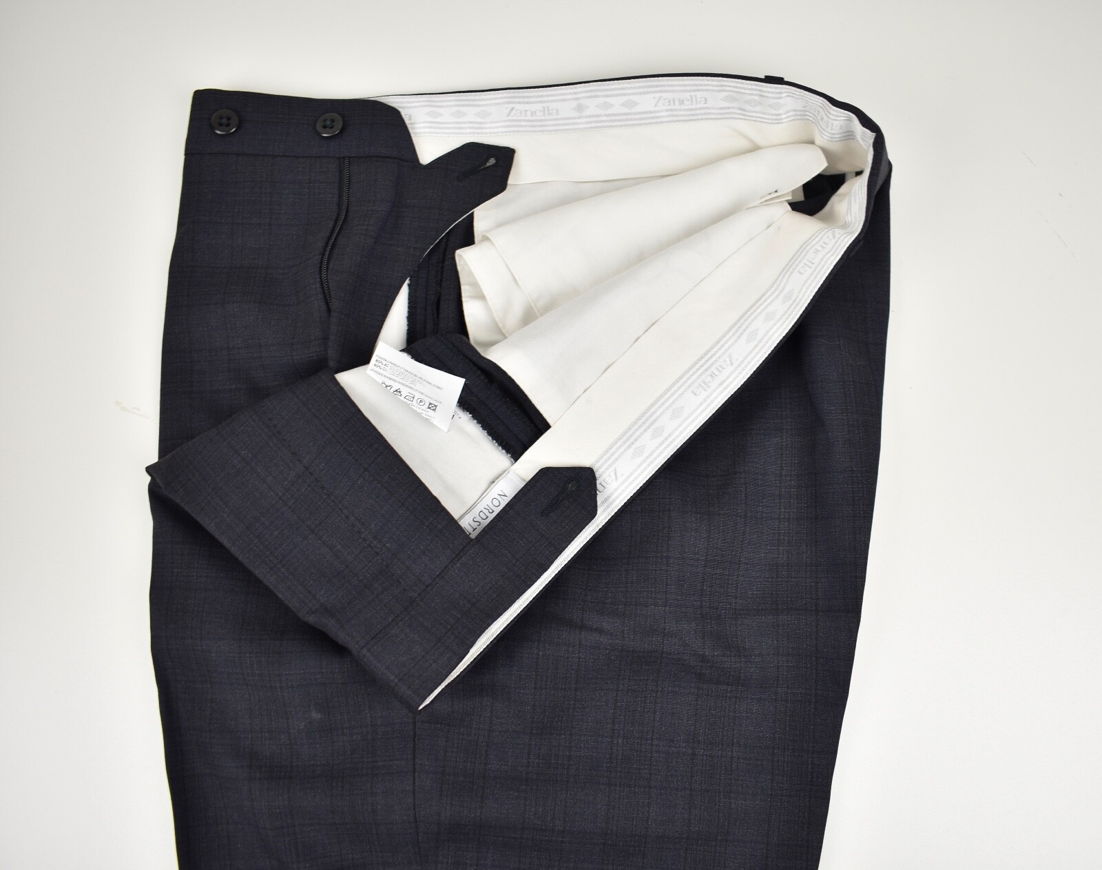 Zanella Devon Dark Gray Checked 100% Wool Flat Fr… - image 3