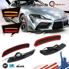 For 20-25 Toyota Gr Supra Smoked Lens Led Side Marker Lights Lamp Front Rear Set