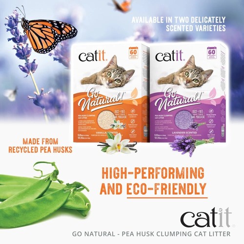 Clumping Cat Litter CATIT Go Natural! Pea Husk Lavender Scented Dust Free 5.6kg - Picture 4 of 6