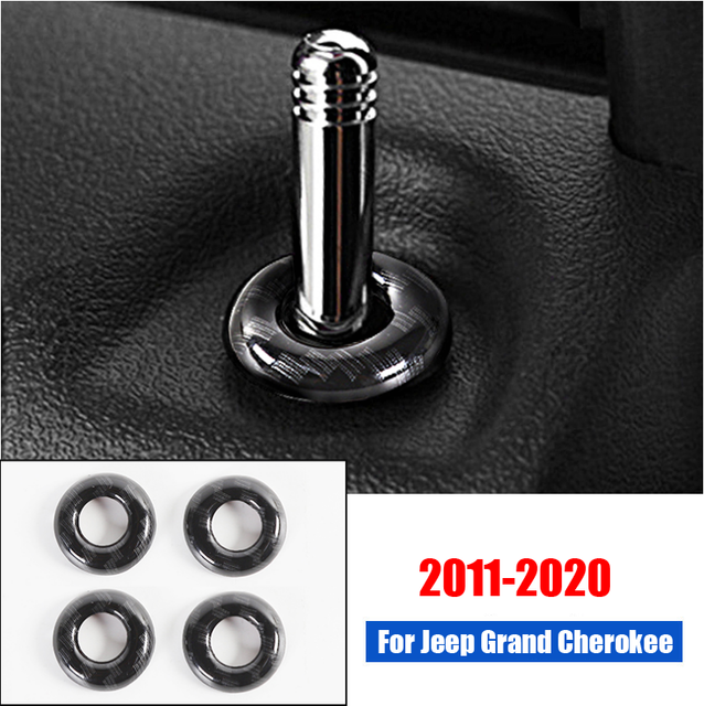 Carbon Fiber Inner Door Lock Pins Knob Cover Trim For 1120 Jeep Grand