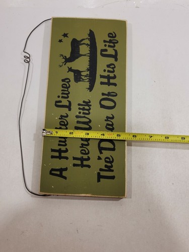 A Hunter lives Here with the Dear Deer Wood sign Man cave Wall Decor plaque  - Picture 3 of 10