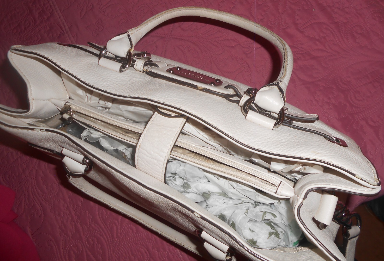 Large Michael Kors Leather Tote white pebbled lea… - image 13