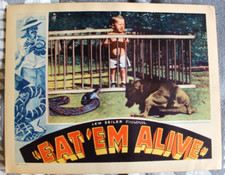 EAT 'EM ALIVE Original 1933 Exploitation Lobby Card; Baby+Snake+Dog=Bizarre!