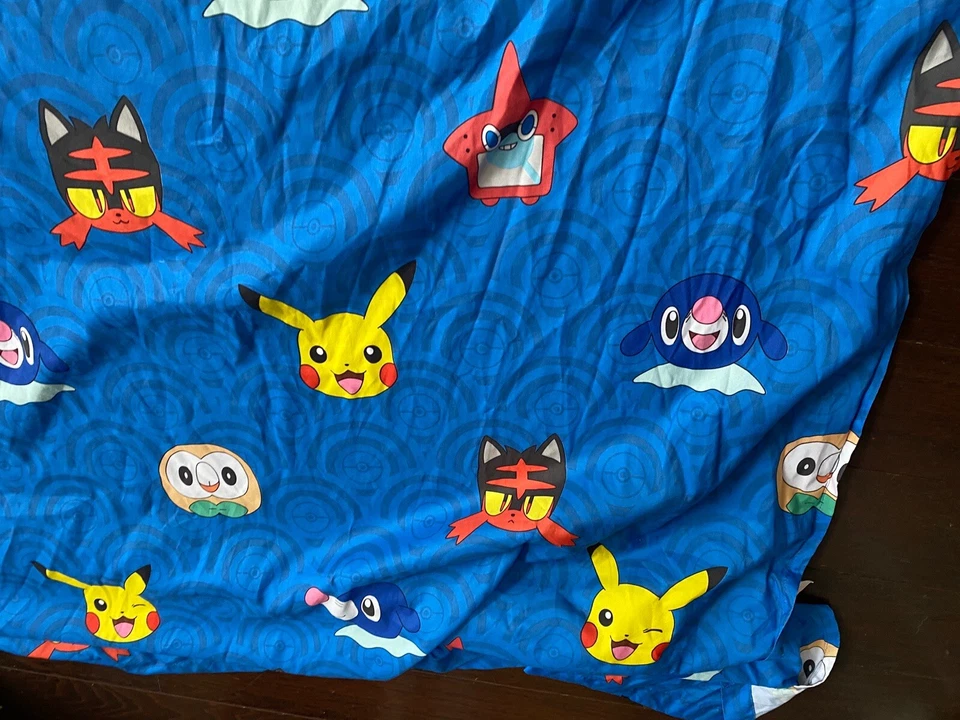 Pokemon Pikachu Cama Doble Sábana Plana Nintendo Ropa de Cama De Colección Azul Foto 3 de 4