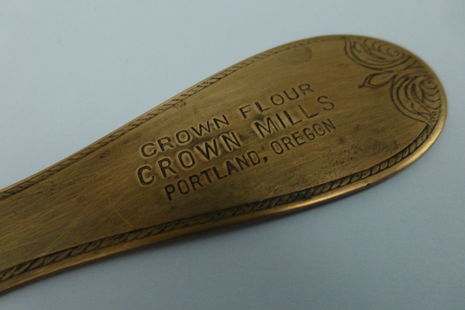 vtg Brass Copper ADVERTISING Letter Opener / CROWN FLOUR MILLS Portland