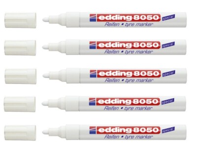 5x Edding 8050 Reifenmarker Reifen Permanentmarker weiß Gummimarker tyre marker 